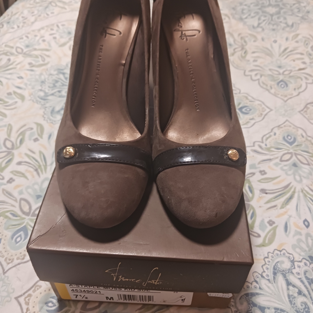 Franco Sarto Brown and Black Heels with Suede Accents
